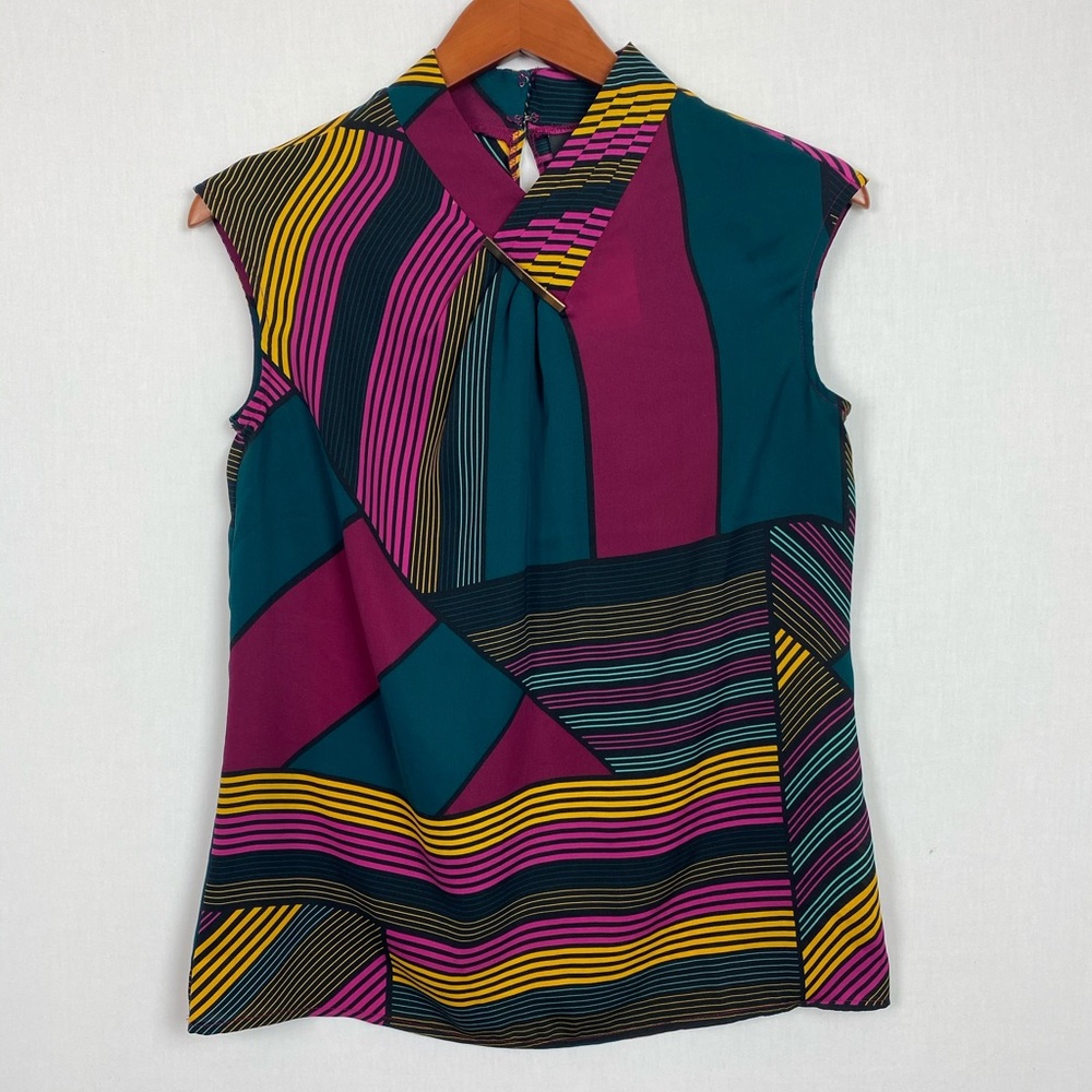 Abstract Striped Color Block Tunic